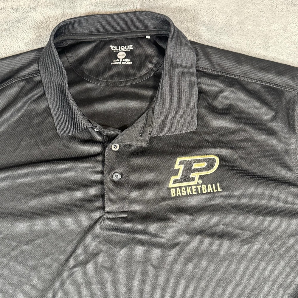 Purdue Boilermakers Polo Shirt Mens 3XL Black NCAA Basketball Clique Embroidered - Picture 6 of 13
